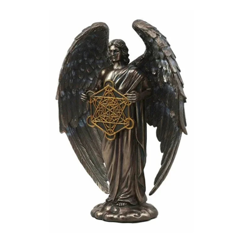 Metatron Angel Holding Sacred Flower of Life Geometric Statue,Angelic Celestial Prophet Enoch Figurine