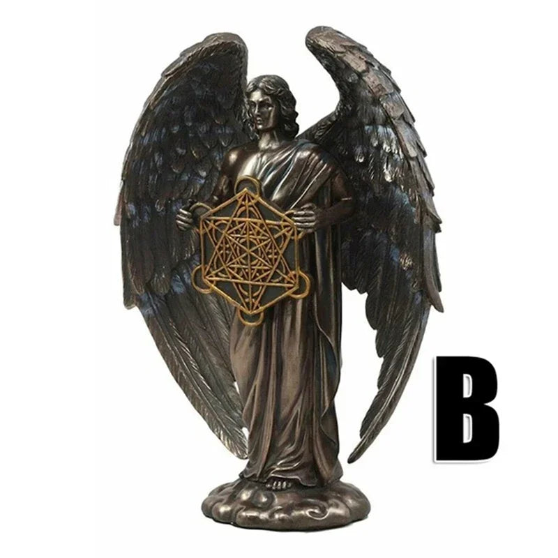 Metatron Angel Holding Sacred Flower of Life Geometric Statue,Angelic Celestial Prophet Enoch Figurine