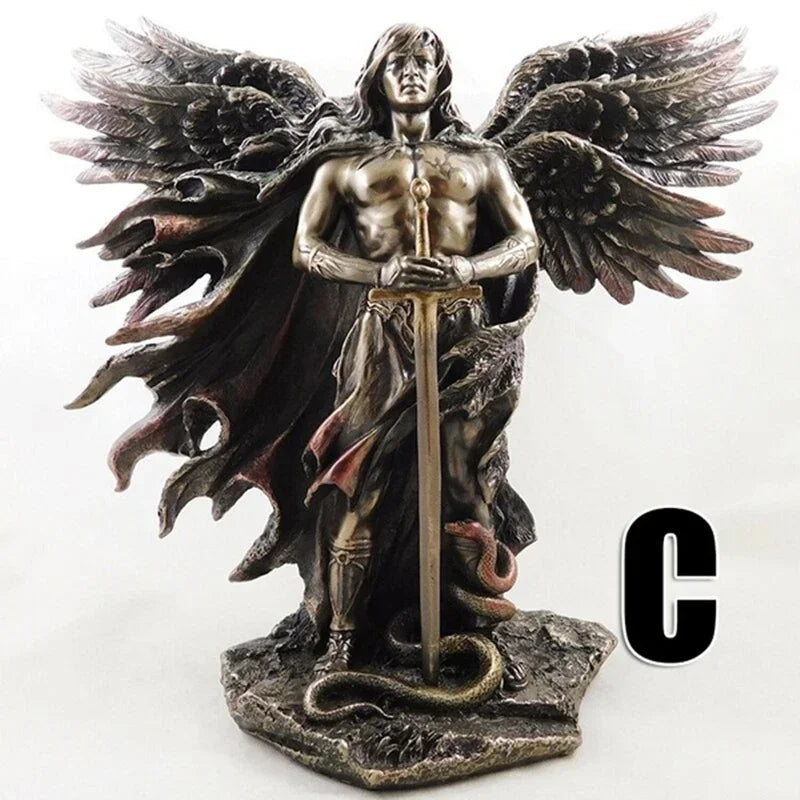 Metatron Angel Holding Sacred Flower of Life Geometric Statue,Angelic Celestial Prophet Enoch Figurine